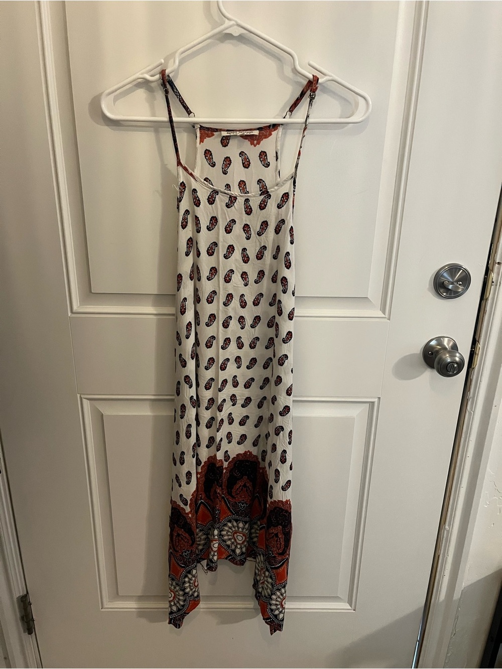Speed Control Cream Slip Midi Dress with Rust Paisley Print